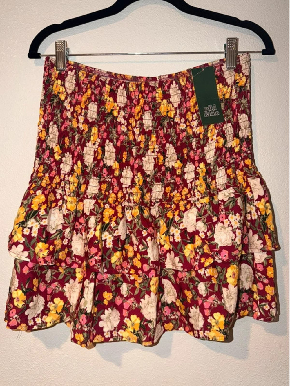 Wild Fable Burgundy Floral Smocked Tube Top or Skirt- Size Medium NWT